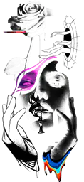 Abstract female synthesis half-sleeve