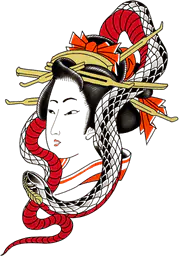Geisha with snake