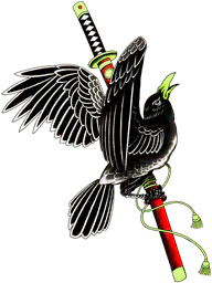 Crow with katana