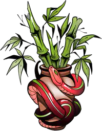 Snake and Bamboo Pot
