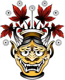 Hannya Pot with Momiji Leaves