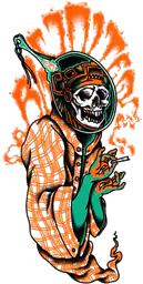 Smoking Skull With Checked Shirt