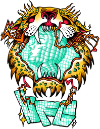 Tiger Mouth and Wireframe Woman