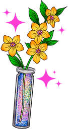Glitter vase with flowers