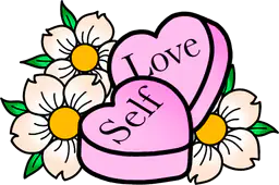 "Self Love" hearts and flowers