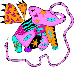 Funky elephant with snake trunk