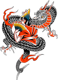 Woman and dragon