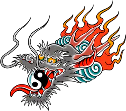 Dragon head and yin-yang