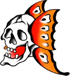 Skull with butterfly wings