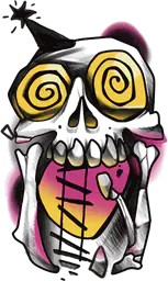 Skull with spiral eyes