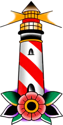 Lighthouse with flower