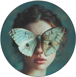 Butterfly girl in circle outline