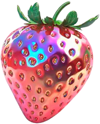 Holographic colored strawberry