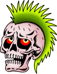 Green Mohawk Skull