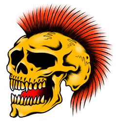 Orange Mohawk Skull