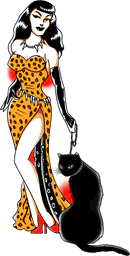 Pinup With Black Cat