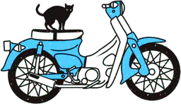 Blue Motorcycle With Cat