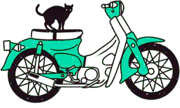 Green Motorcycle With Cat