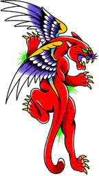 Flying red panther