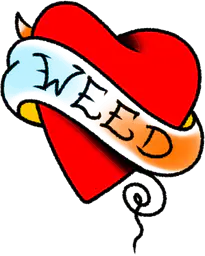 Red Heart with "Weed" Banner