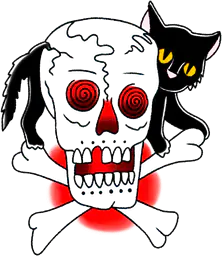 Skull with Black Cat
