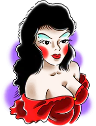 Woman in Red Dress with Dark Hair