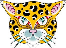 Yellow Leopard Head with Blue Eyes