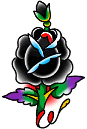 Black Rose With Leaves