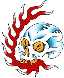 Flaming Skull Head