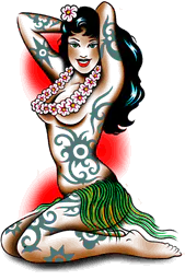 Hula Girl with Borneo Tattoos