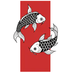 Koi Fish on Red Stripe