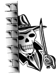 Gangster skull with dagger