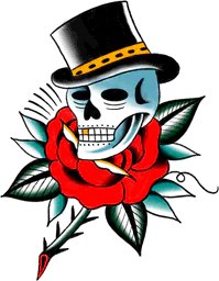 Gentleman skull with rose