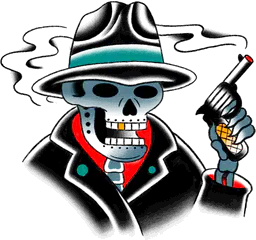 Gangster skull with gun