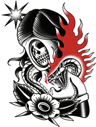 Skull lady and fire snake