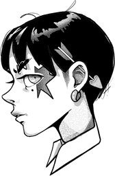 Head profile and ear piercing arrow