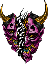 Oni mask split in half