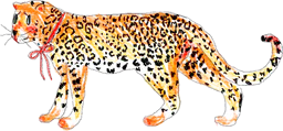 Leopard with ribbon