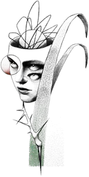 Abstract head with three eyes