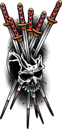 Swords piercing skull