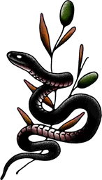 Snake with olive leaves