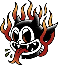 Flaming Devil Face