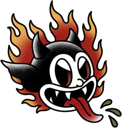 Flaming Devil Head