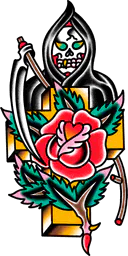 Grim Reaper and Cross with Rose