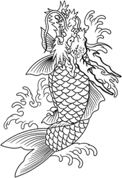 Half koi fish - half dragon