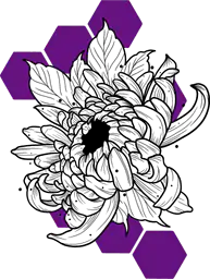 Chrysanthemum and purple hexagons