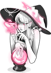 Cute witch and her crystal ball