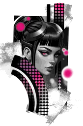 Halftone Cyberpunk Girl