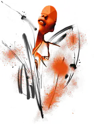 Abstract Female Figure with Orange Tones