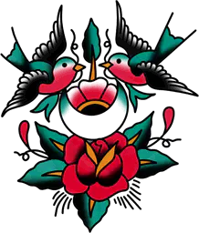 Two Swallows and Flowers